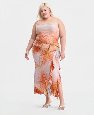 Bar III Trendy Plus Size Ruffled Maxi Dress, Macy's Exclusive - Macy's | Macy's