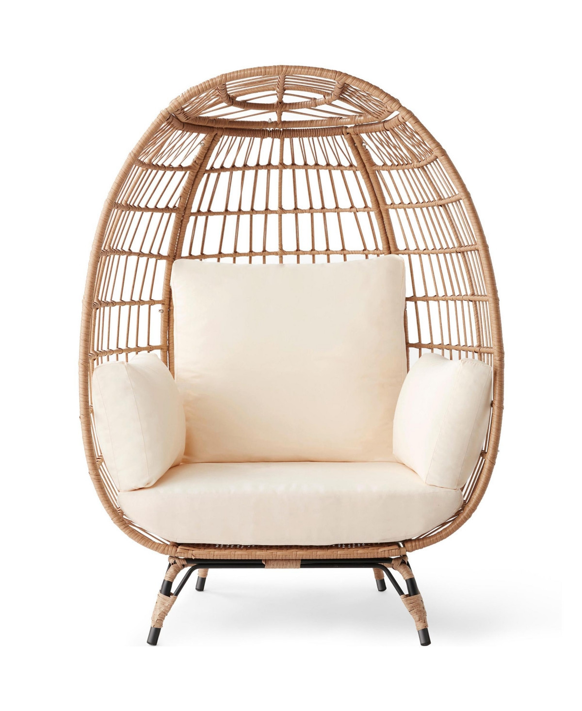 Best Choice Products Wicker Egg Chair Oversized Indoor Outdoor Patio Lounger w/ Steel Frame, 440lb Capacity - Ivory | Macy's