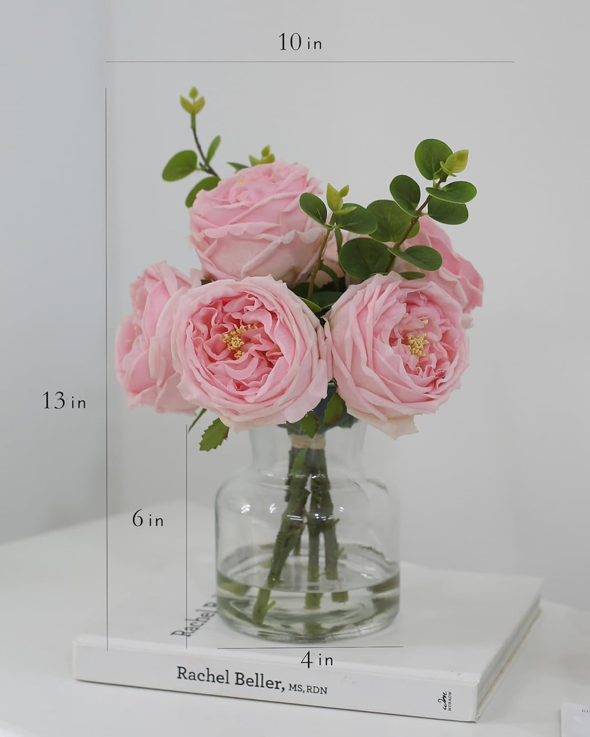 Artificial Flowers with Pink Roses in Vase, Lifelike Fake Flowers in Vase, Faux Flower Arrangemen... | Amazon (US)