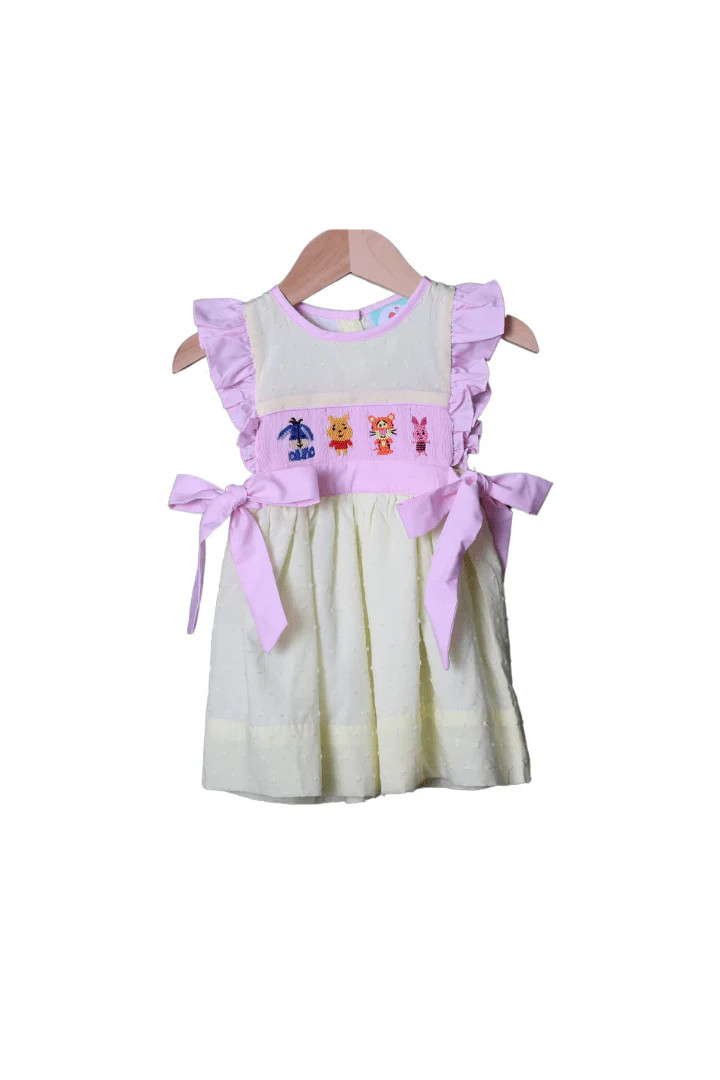 Honey Bear and Friends Seersucker Dress | The Smocked Flamingo