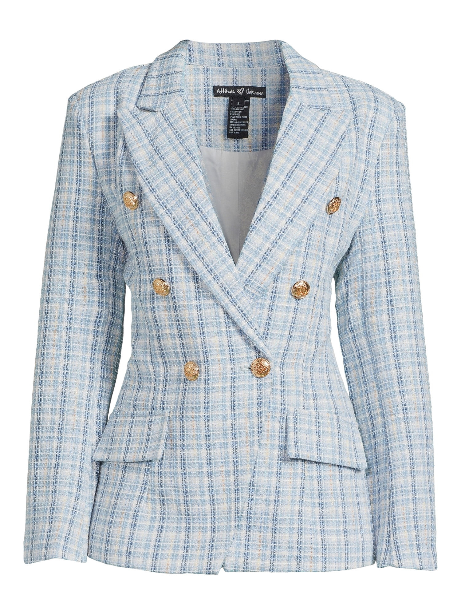 Attitude Unknown Women's Metallic Button Blazer | Walmart (US)