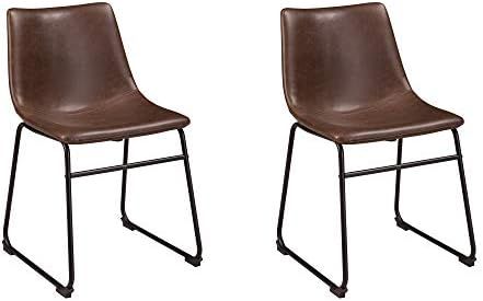 Signature Design by Ashley Mid Century Centiar Dining Bucket Chair Set of 2, Black and Brown | Amazon (US)