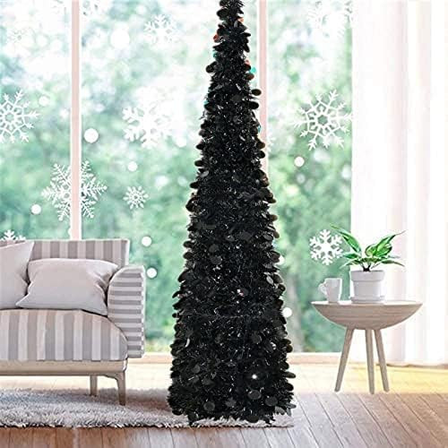 Fonder Mols 5ft Collapsible Artificial Halloween Christmas Tree, Pop Up Small Thin Black Tinsel C... | Amazon (US)