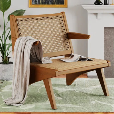Rattan Armchair With Mat Seat Cushion | Wayfair North America