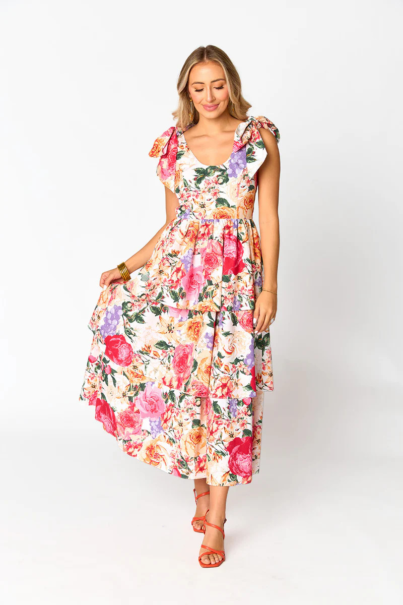 Drew Tiered Midi Dress - Love Story | BuddyLove