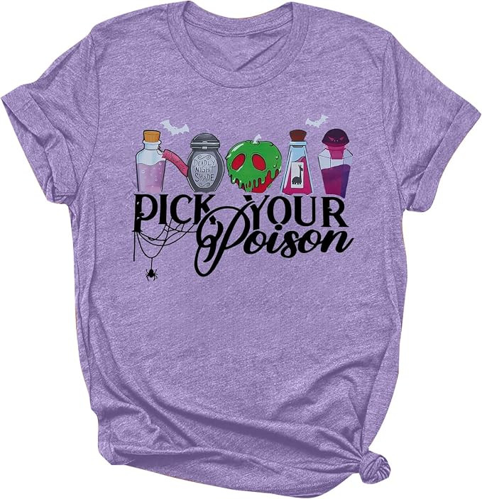 Halloween Shirt Women Chillin Like A Villain Shirt Descendants Tee Tops | Villain Letters Print S... | Amazon (US)