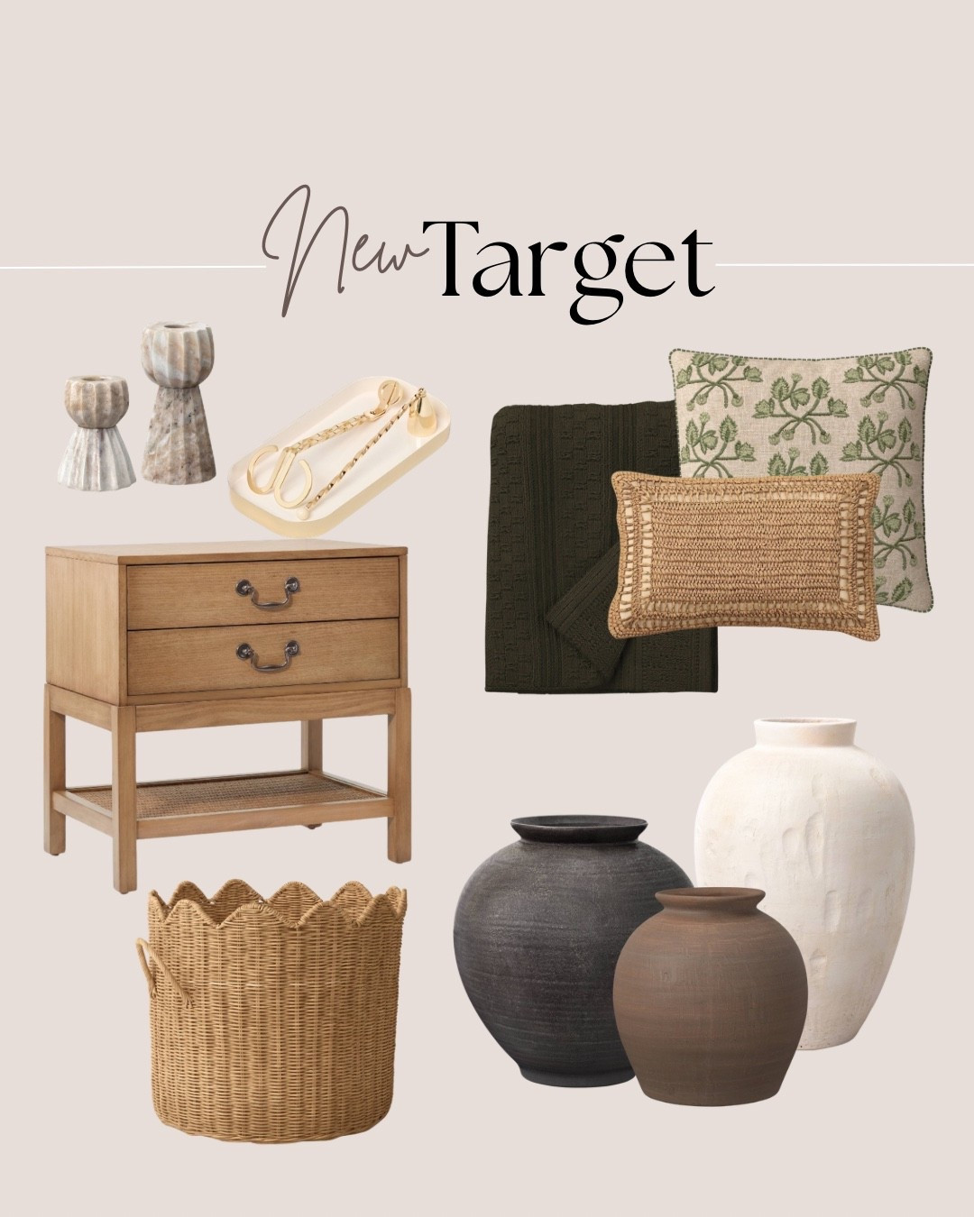 Rustic floral vibes! This nightstand is a steal and looks like a designer piece! The vases are a perfect oversized distressed look!
Target spring decor, marble taper candle holders, scallop storage basket

#LTKSaleAlert #LTKSeasonal #LTKHome
