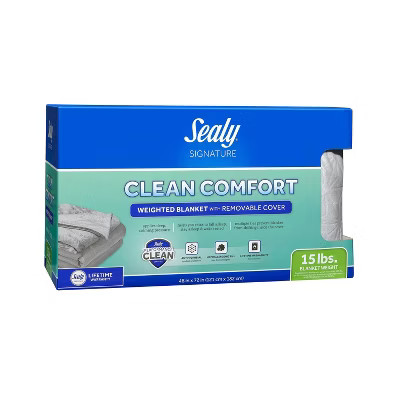 48"x72" Clean Comfort 15lbs Weighted Blanket with Removable Cover Gray - Sealy | Target