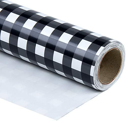 WRAPAHOLIC Wrapping Paper Roll - Black and White Plaid Design for Birthday, Holiday, Party, Wedding, | Amazon (US)
