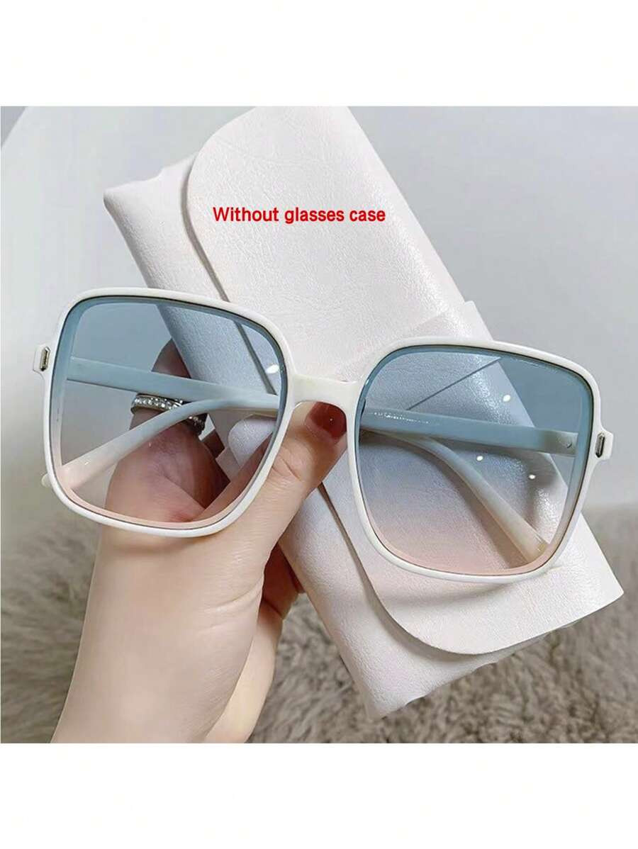 Cute Women's Fashionable Square Frame Sunglasses, Gradient Uv-Proof Retro Shades For Big Face To ... | SHEIN