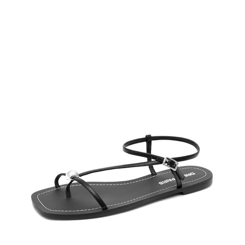DREAM PAIRS Women's Strappy Flat Sandals for Women Comfortable Open Square Toe Sandals Dressy Bea... | Amazon (US)