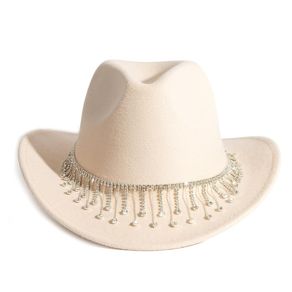 Shiny Rhinestone Cowgirl Hat Bling Wide Brim Cowboy Hat Party | Amazon (US)