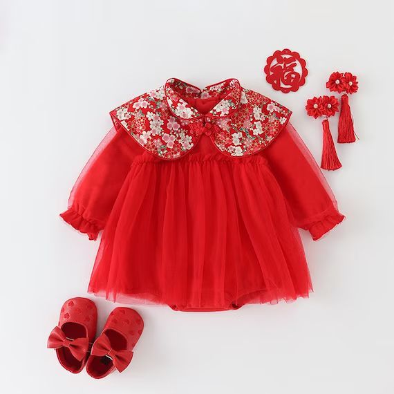 Baby Girl Qipao Princess Dress 100 Days Romper Chinese New Year | Etsy (CAD)