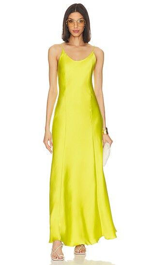 Delilah Maxi Dress in Fresh Lime Satin Slip Dress Birthday Dress Birthday Outfit Womens Party Dress | Revolve Clothing (Global)