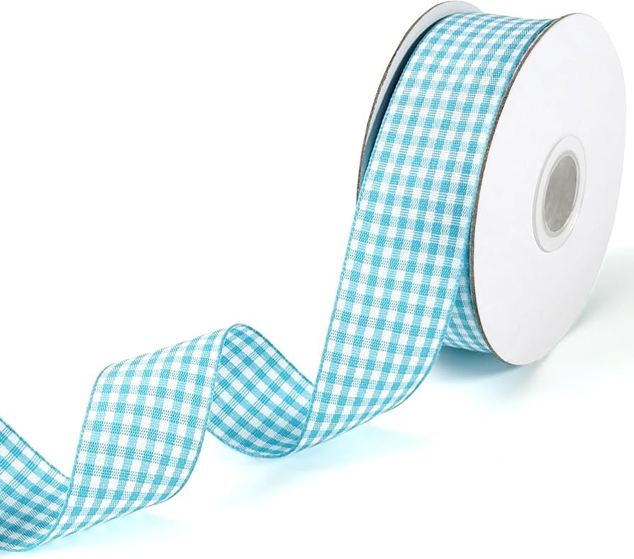1 inch Blue Gingham Ribbon 20 Yards Plaid Ribbon Dorothy Hair Bows Checked Ribbon Flower Bouquet ... | Amazon (US)