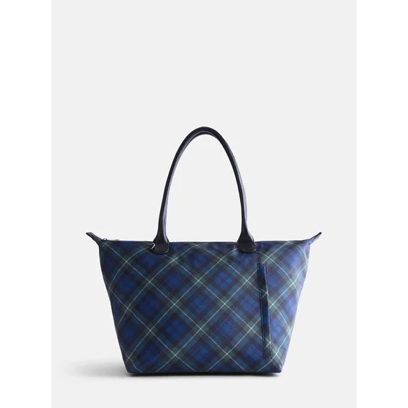 No Boundaries Women's Tote Bag, Plaid | Walmart (US)