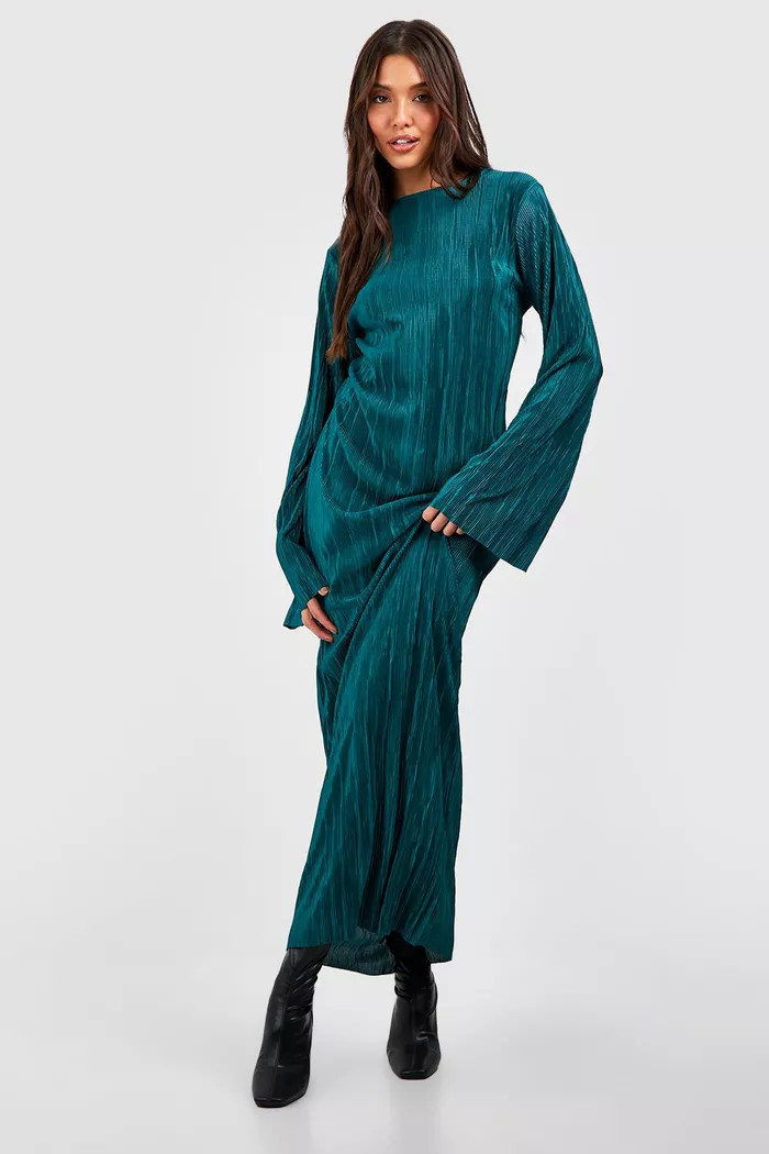 Plisse Flare Sleeve Maxi Dress | boohoo (US & Canada)