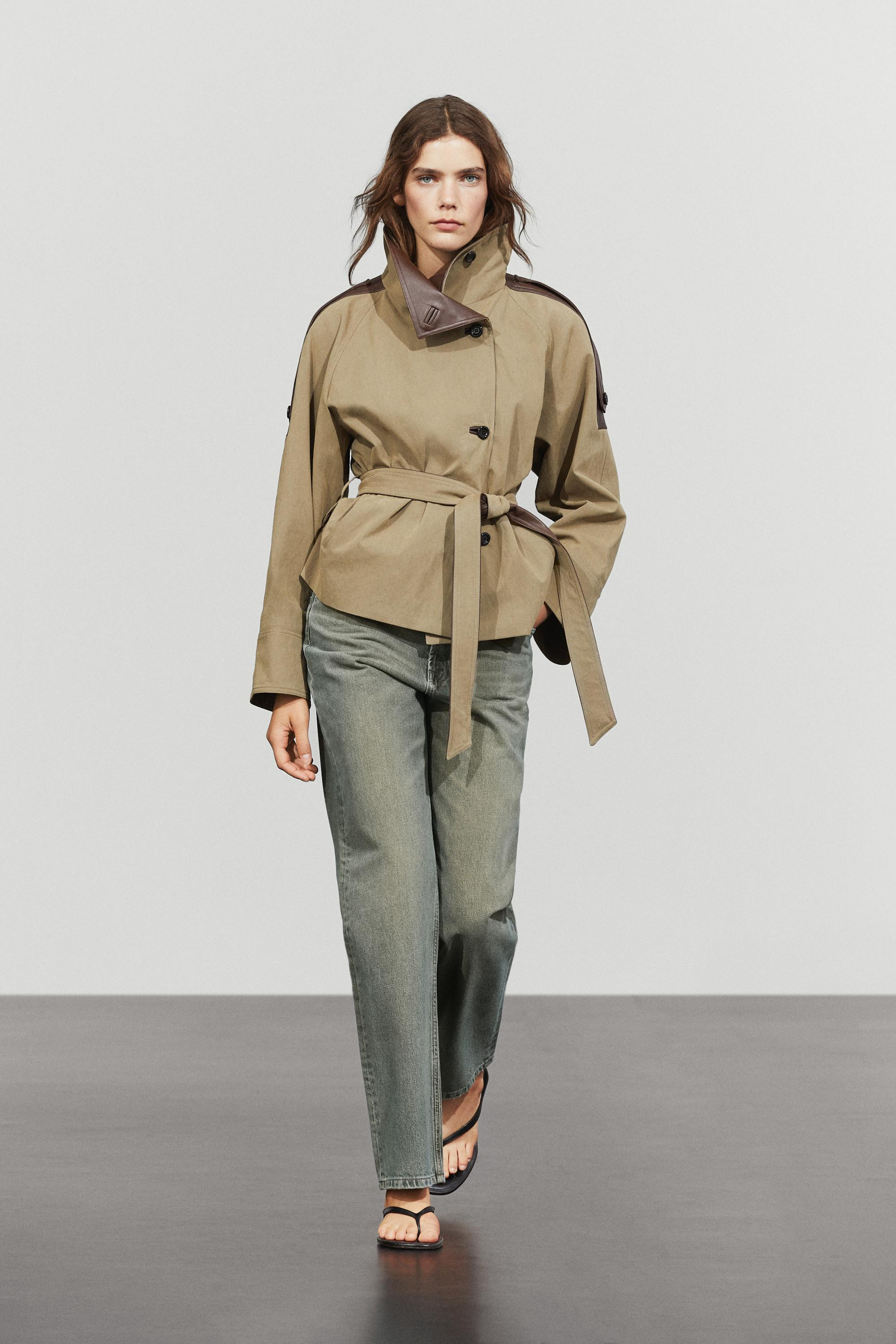 Giacca corta combinata in pelle | Massimo Dutti IT