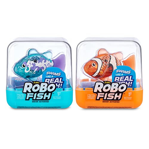 Robo Alive Robo Fish Series 2 (Teal + Orange 2 Pack) by ZURU Robotic Swimming Fish Water Activated, Changes Color, Comes with Batteries, Amazon Exclusive - Teal + Orange (2 Pack), 7165E | Amazon (US)