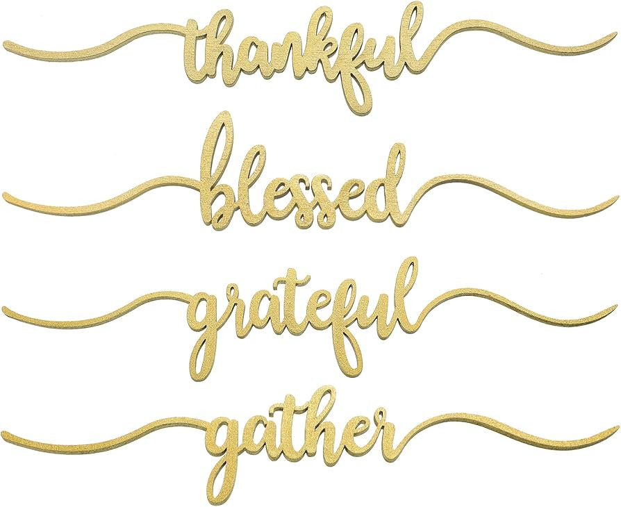 Jetec 8 Pieces Thankful Wood Cutout Cards Sign Grateful Blessed Gather Wood Word Table Sign Decor... | Amazon (US)
