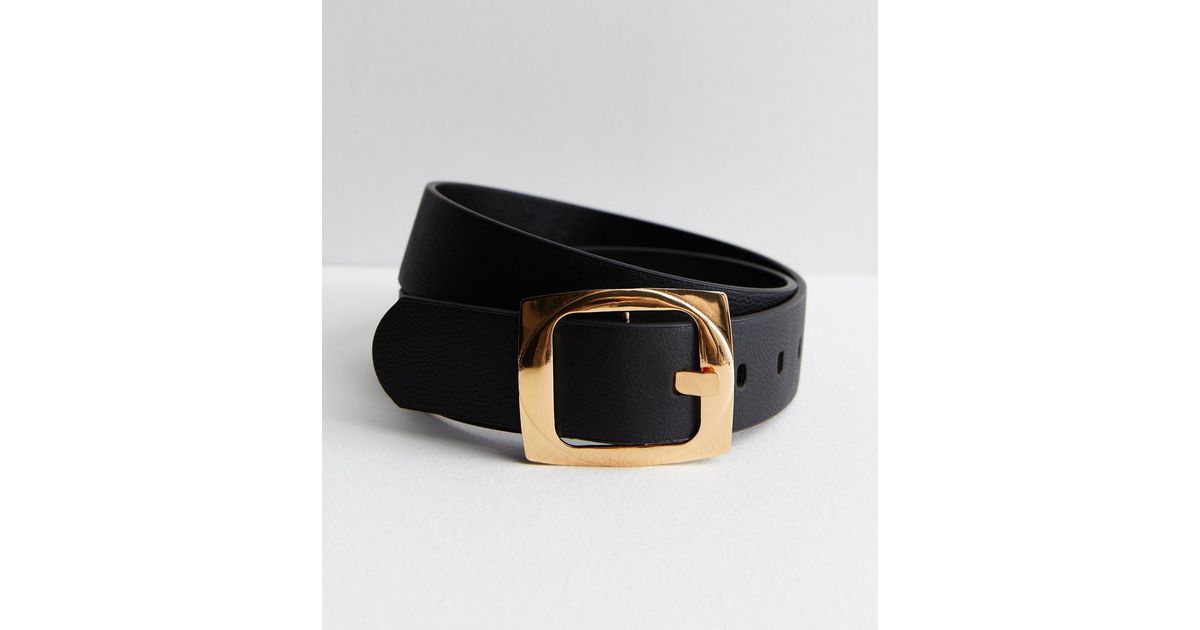 Black Leather-Look Square Buckle Belt | New Look | New Look (UK)