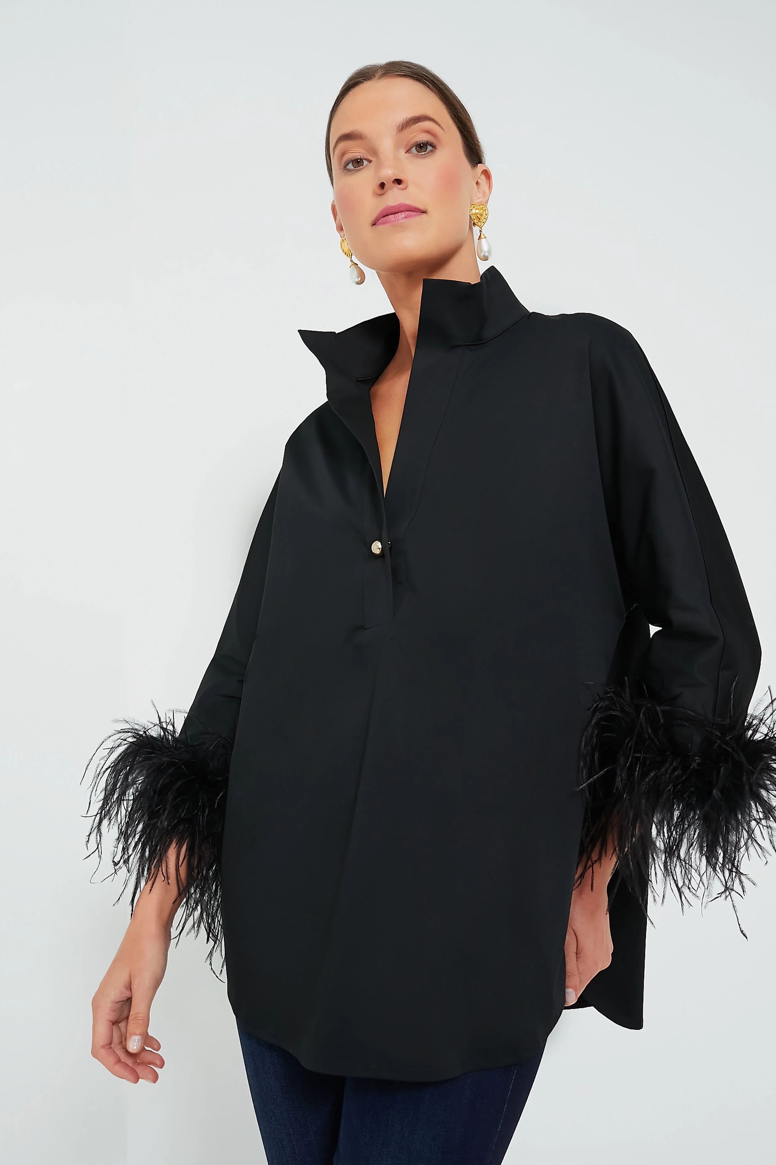 Black Feather Willow Blouse | Tuckernuck (US)