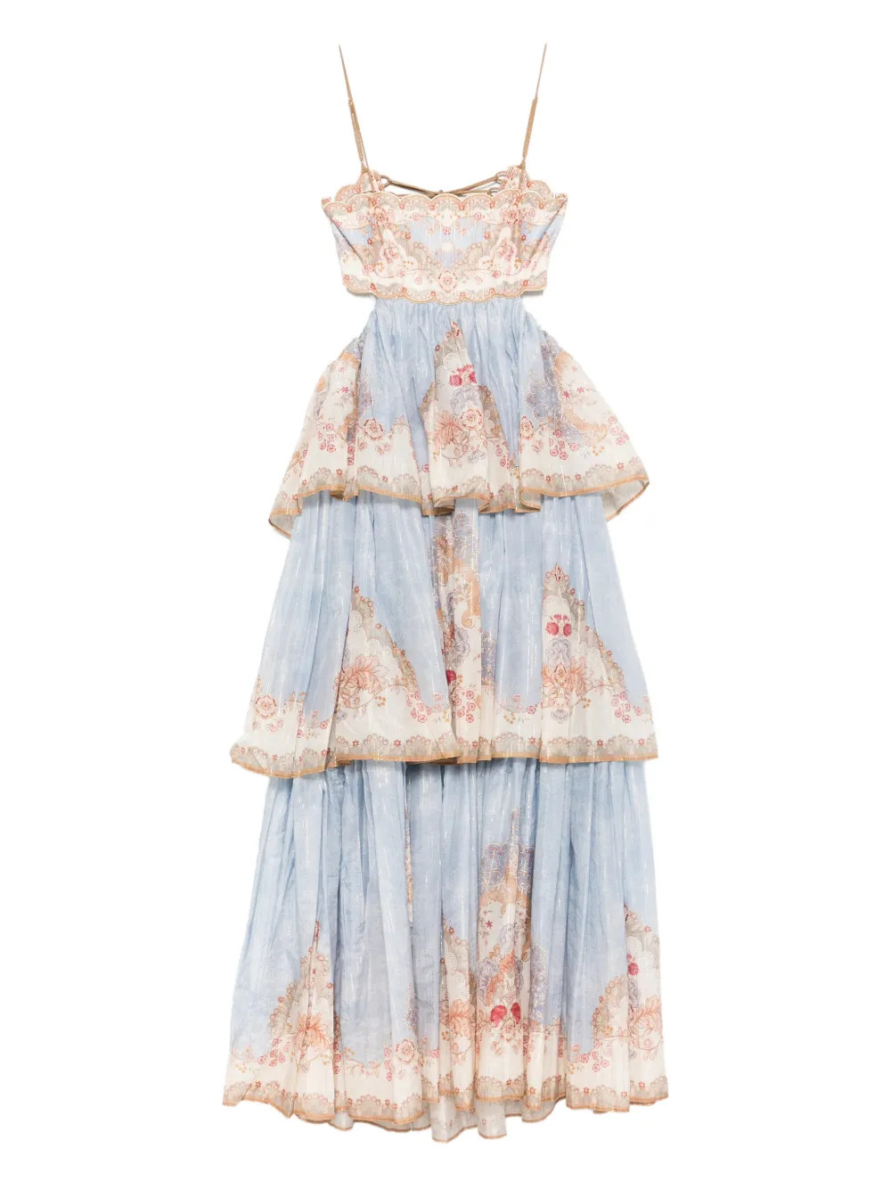 ZIMMERMANN Daylight Tiered floral-print Maxi Dress | Blue | FARFETCH PT | Farfetch Global