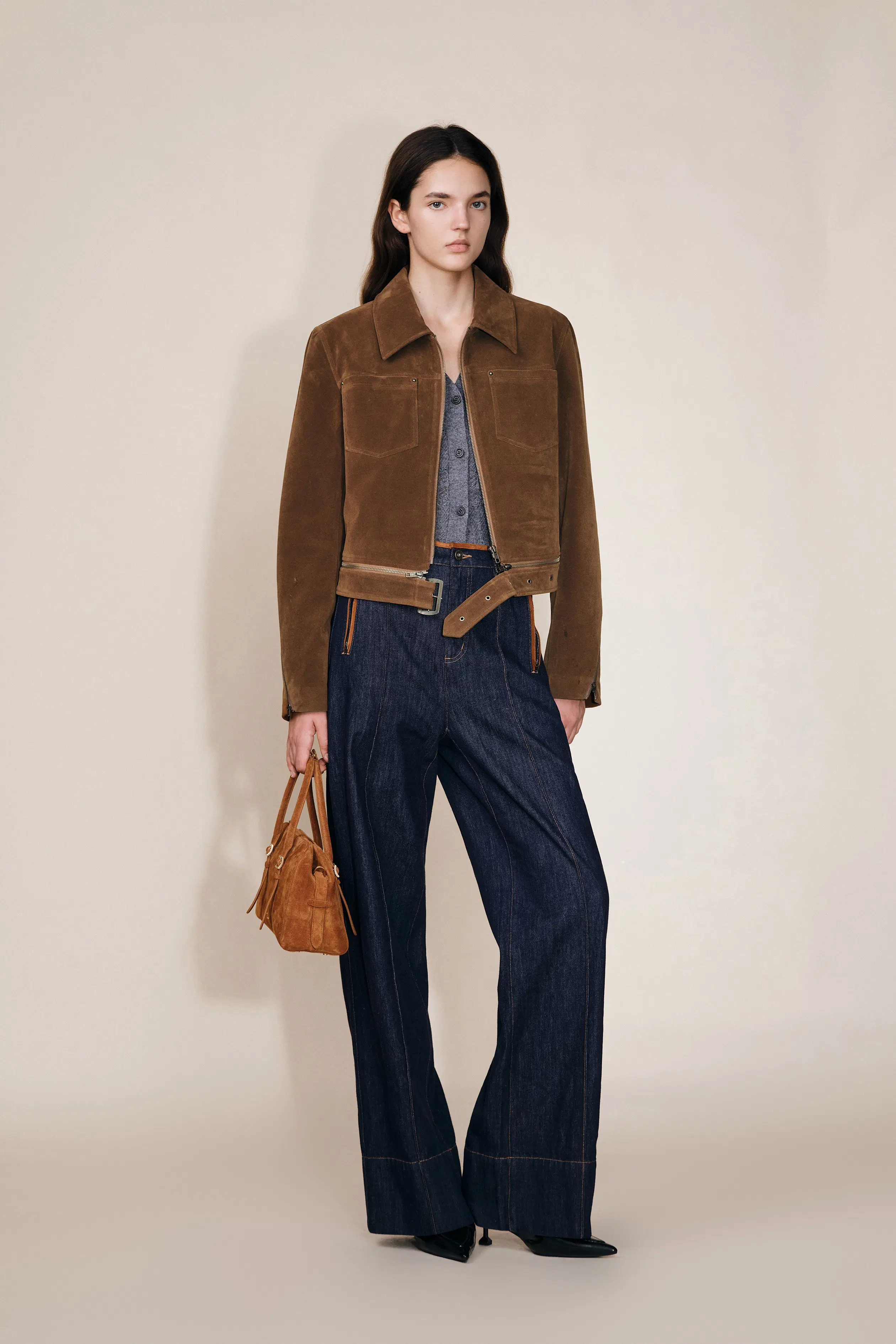 Erica Faux Suede Jacket in Flocked Fabric | Fabrique