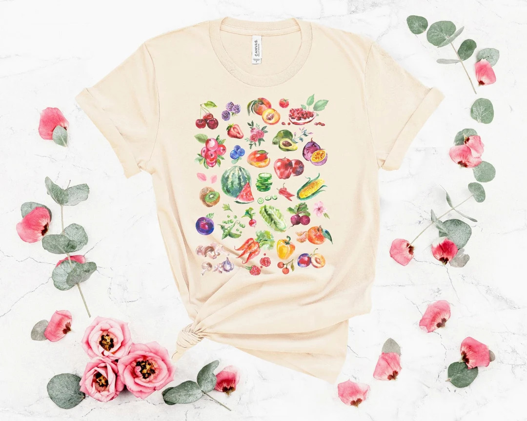 Fruit Veggie Cottage Core T-shirt Vegetarian Shirt Garden Aesthetic Clothing Cottagecore Clothes ... | Etsy (US)