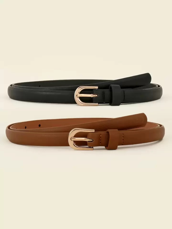 2pcs Women Metal Buckle Belt | SHEIN