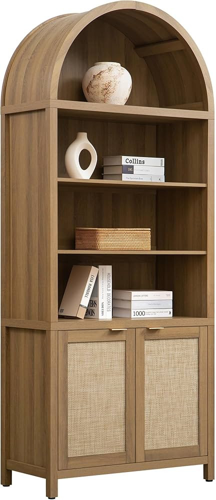 SICOTAS Book Shelf Arched Cabinet Bookshelf Arch 84.2" Tall Bookcase 5 Tier Large Bookshelves wit... | Amazon (US)