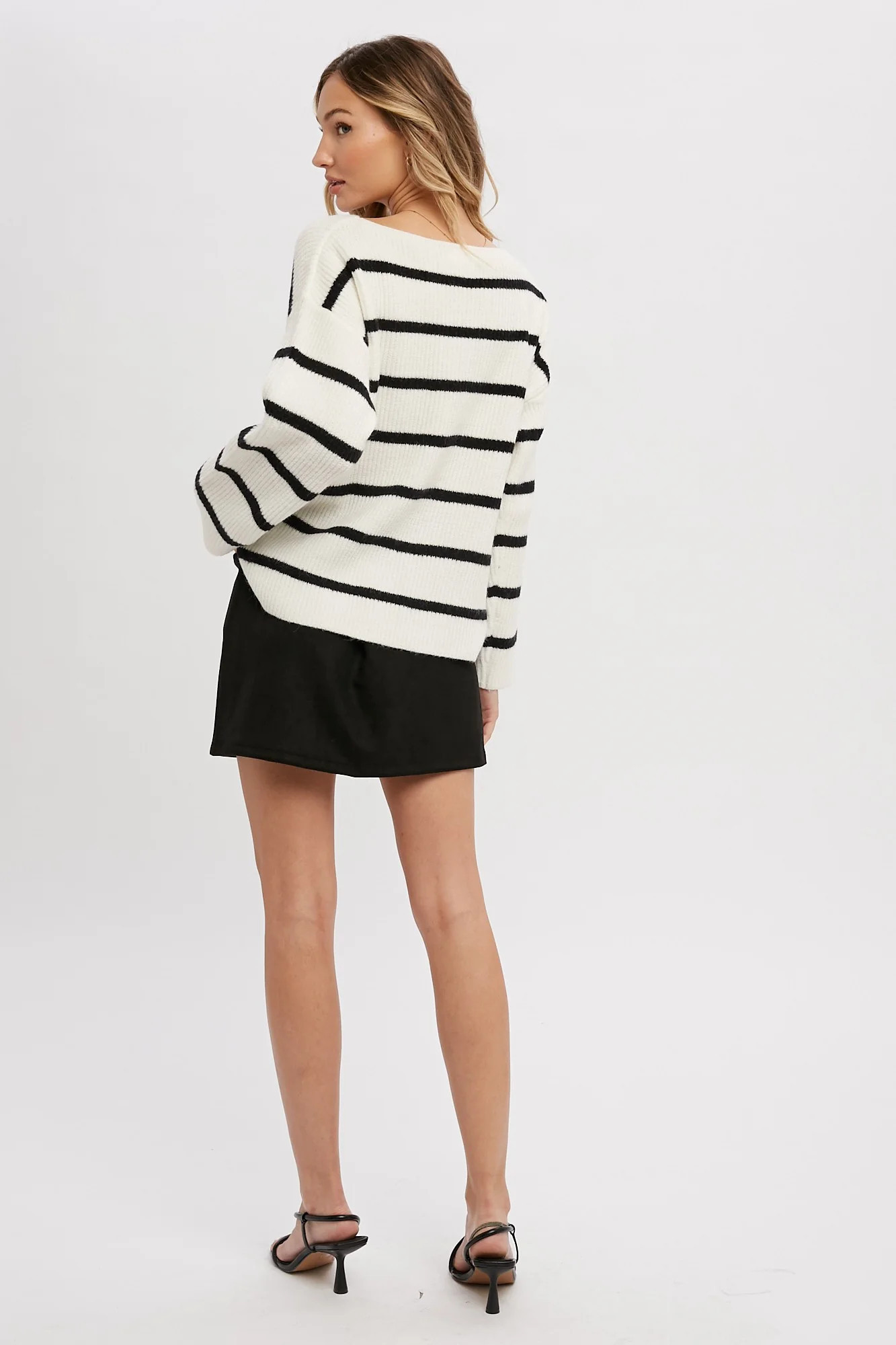 Black Striped Boat Neck Sweater | PinkBlush Maternity