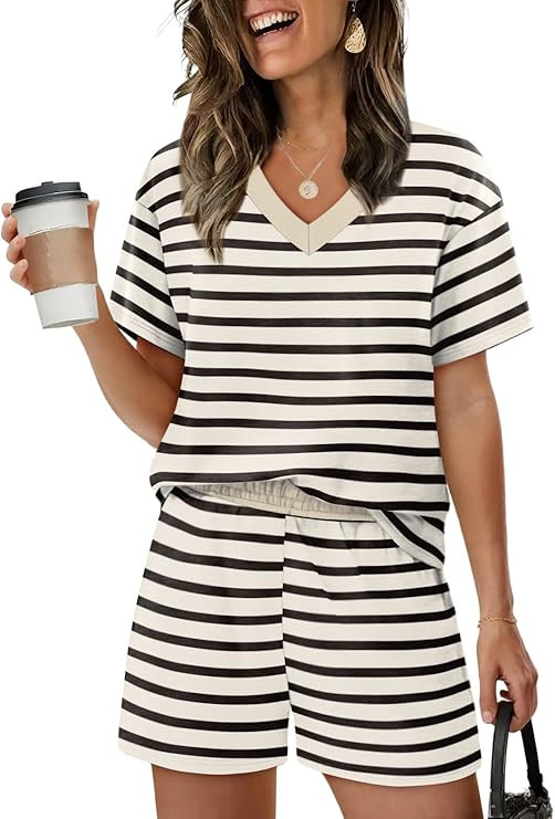 XIEERDUO Lounge Sets for Women Shorts Lightweight Summer Pajamas Set Sleepwear 2 Piece Sets Airpo... | Amazon (US)