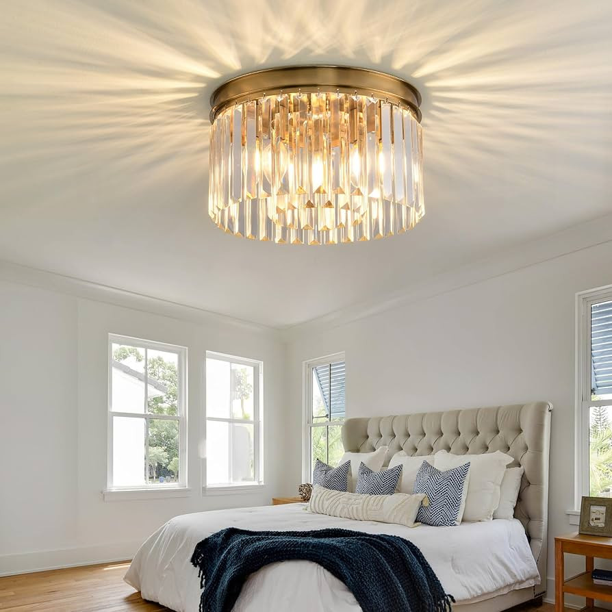 Flush Mount Ceiling Light, Crystal Ceiling Light, Modern Crystal Chandelier Ceiling Chandelier. S... | Amazon (US)