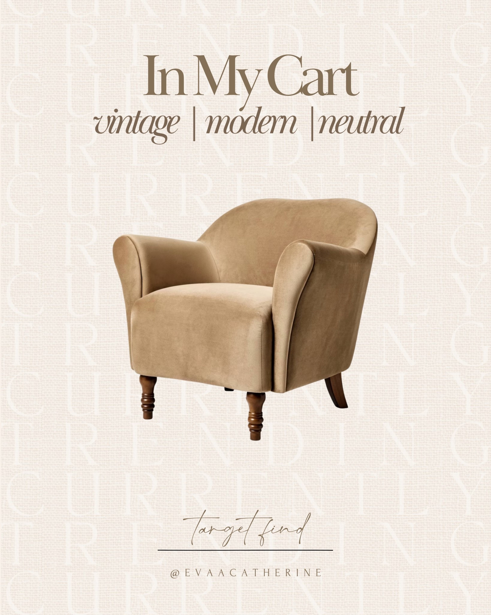 A little vintage, a little modern, very much neutral 🤎
Found this Target chair and instantly pictured it tucked into a reading nook

#LTKHome