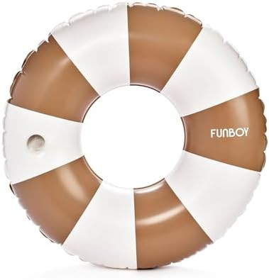 FUNBOY Giant Mocha Brown Stripe Inflatable Pool Float with Cup Holder, 48" Adult Inner Tube Swim ... | Amazon (US)