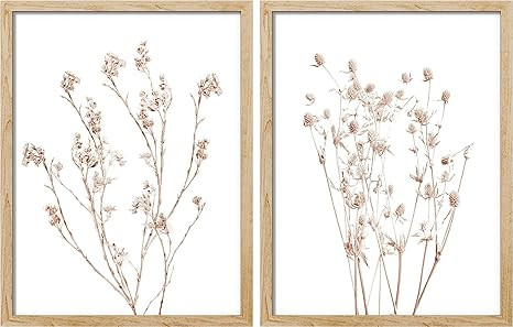 SIGNWIN Framed Set Wildflower Wall Art, Set of 2 Floral Botanical Wall Decor Prints, Minimalist W... | Amazon (US)
