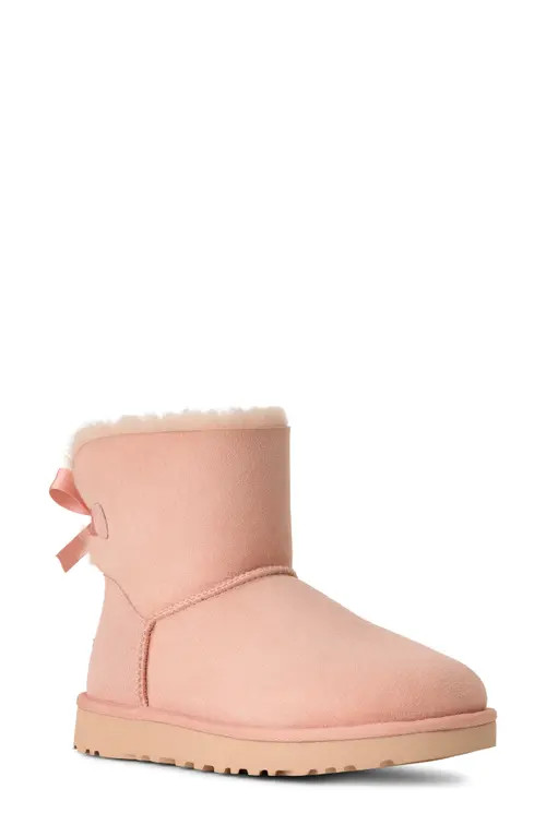 UGG(r) Mini Bailey Bow II Genuine Shearling Bootie in Beige Blush at Nordstrom, Size 8 | Nordstrom