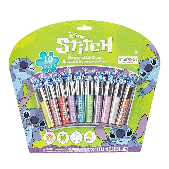 Disney Stitch 10 Piece Plant Based Lip Gloss, Girls Party Favors, First Makeup Set for Girl, Perf... | Amazon (US)