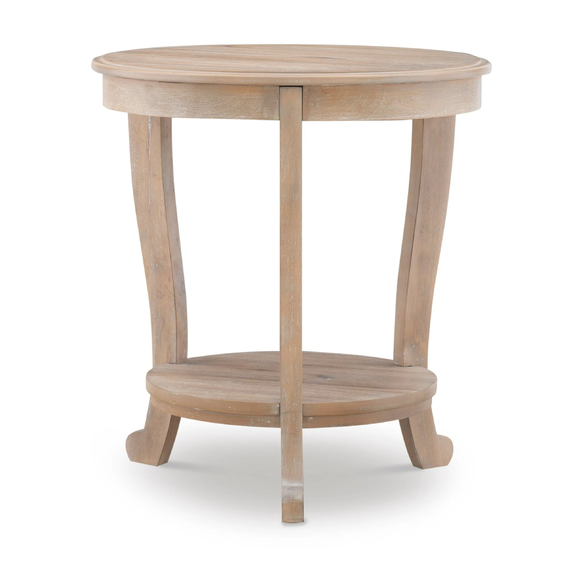 Powell Kendall Round Indoor Accent Side Table with Shelf, Natural - Walmart.com | Walmart (US)