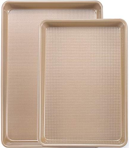 Cookie Sheets for Baking Nonstick, 2 Pack Heavy Duty 0.8mm Baking Sheet Pan Set Quarter(9x13in) &... | Amazon (US)