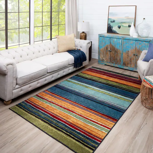 The Curated Nomad Sultan Multicolor Striped Boho Area Rug - 7'6" x 10' - Multi | Bed Bath & Beyond