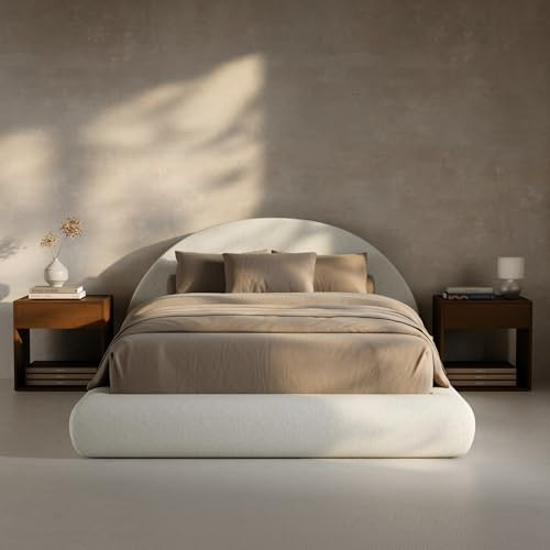 RECCI AirFrame Half-Moon Upholstered Full Platform Bed Frame, Boucle Curved Arched Base with Head... | Amazon (US)