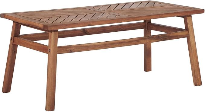 Walker Edison Furniture Company Outdoor Patio Wood Chevron Rectangle Coffee Table All Weather Bac... | Amazon (US)