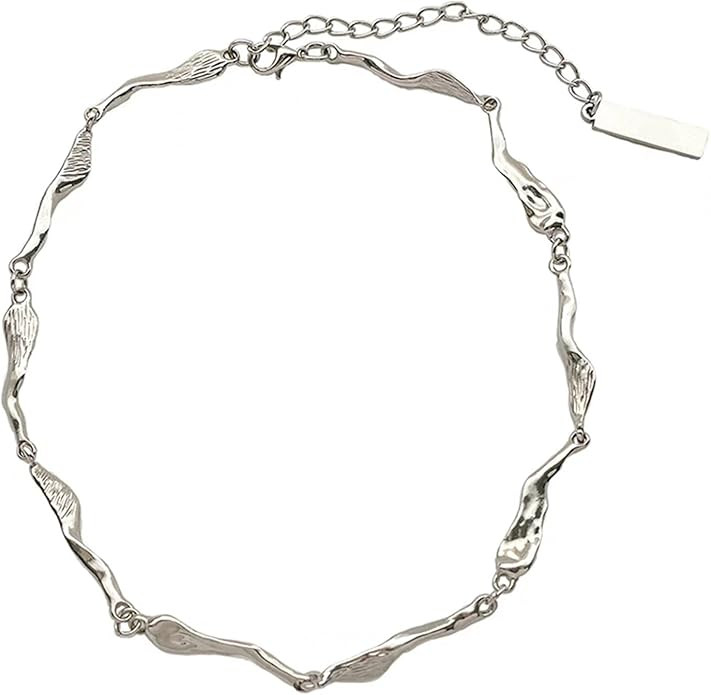 Minimalist Necklace Collar Chain Irregular Y2k Daily Versatile Fashion Jewelry for Women Silver | Amazon (US)