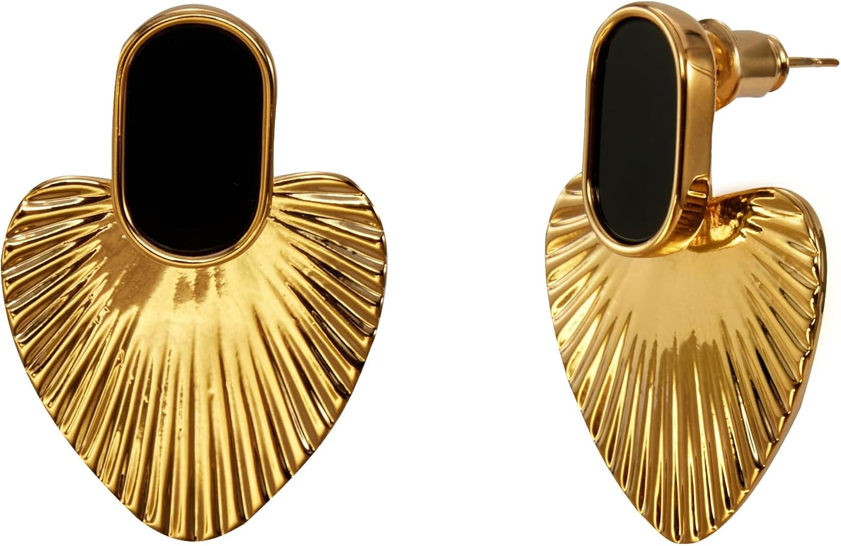 Amazon.com: CW Black gold heart earrings for women,24K gold-plated statement dangle earrings,fash... | Amazon (US)