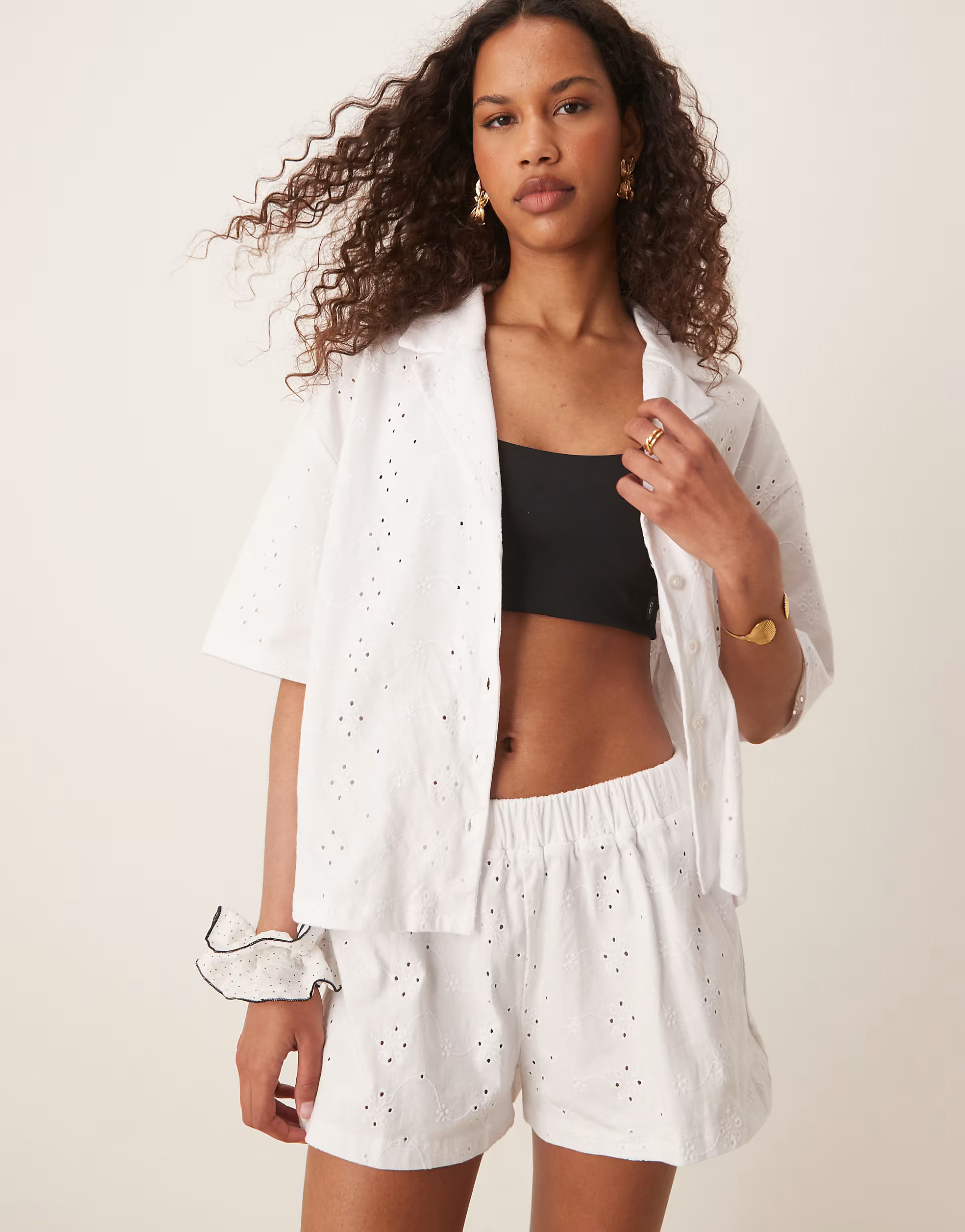 ASOS DESIGN broderie resort shirt in white | ASOS | ASOS (Global)