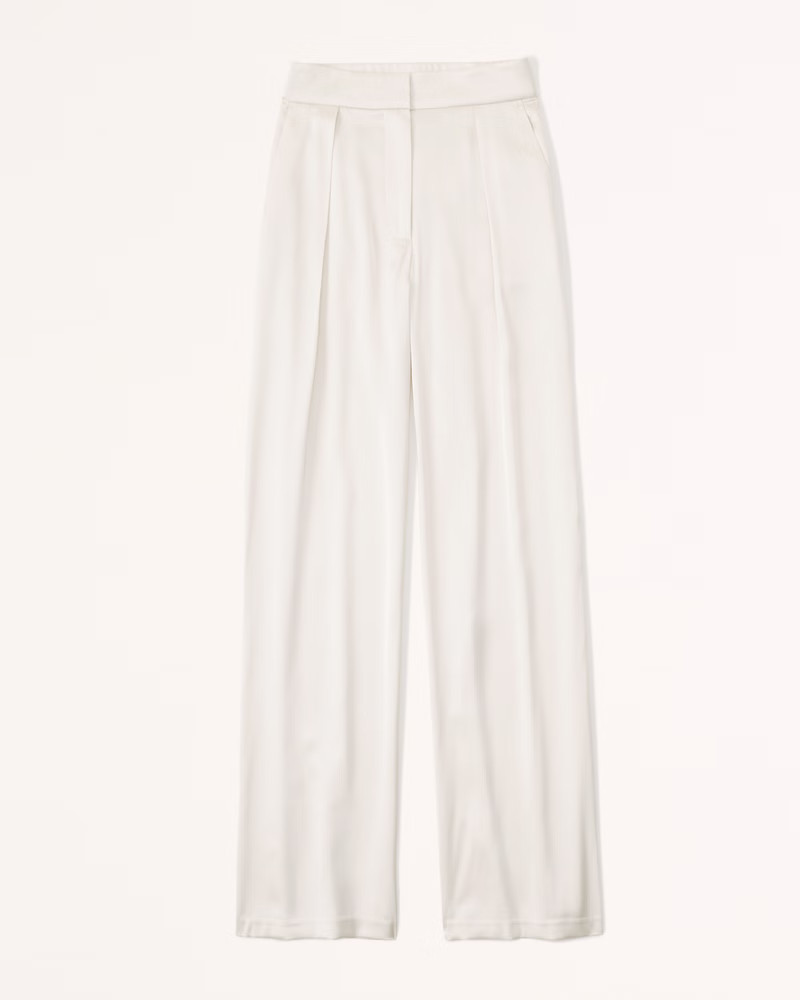 Satin Tailored Wide Leg Pant | Abercrombie & Fitch (US)