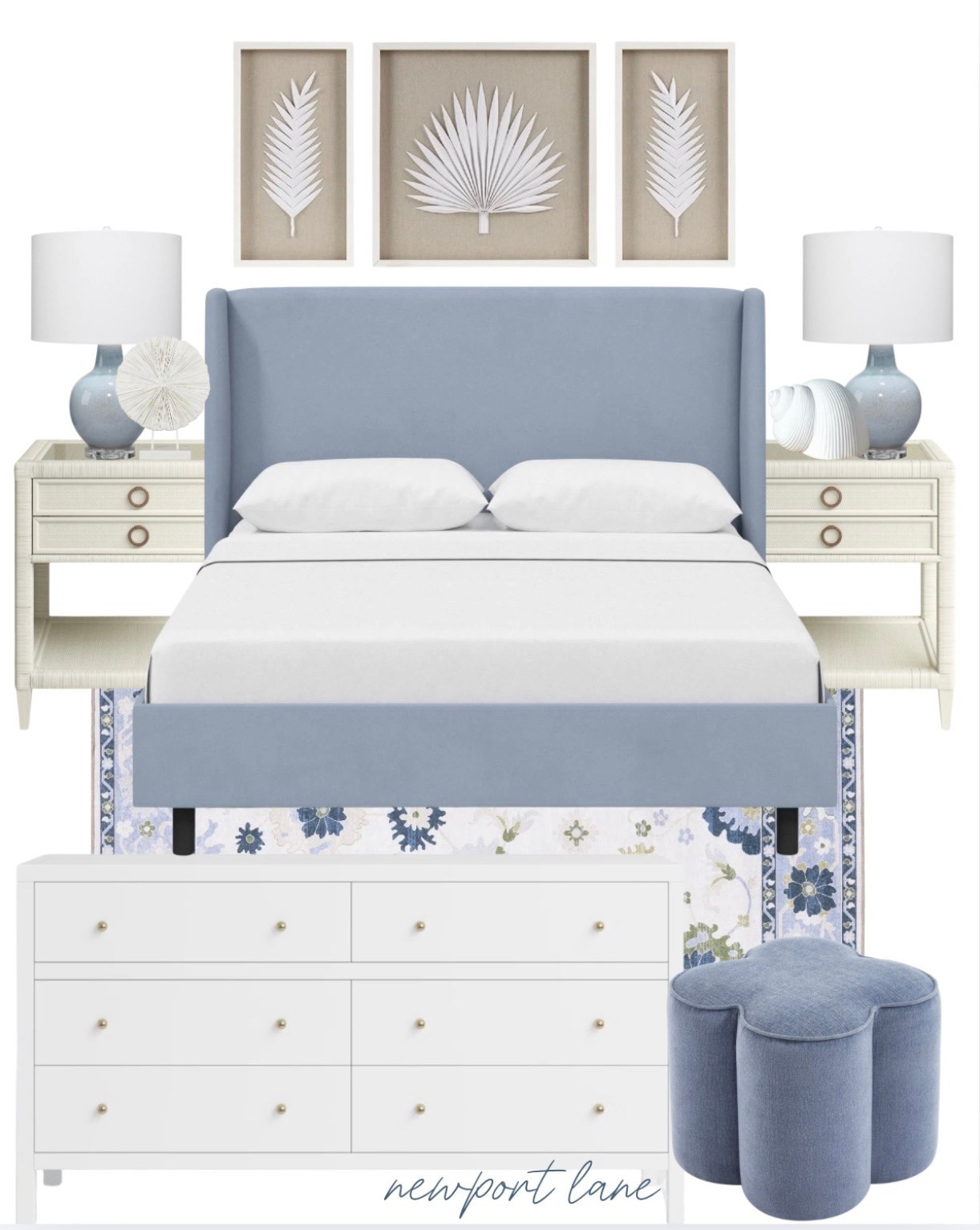  a coastal bedroom could be a vibe, it would be this one 🤍 Blue upholstered bed, white rattan nightstands, crisp white dresser, blue lamps, and all the little coastal accents that pull it all together. The best part? It’s all shoppable and linked below!



#LTKU #LTKHome #LTKSaleAlert