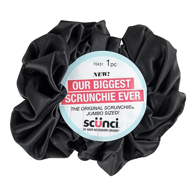 Scunci by Conair The Original Scrunchie Jumbo Size in Washable Black Nylon Silk-Like Fabric, Perf... | Amazon (US)